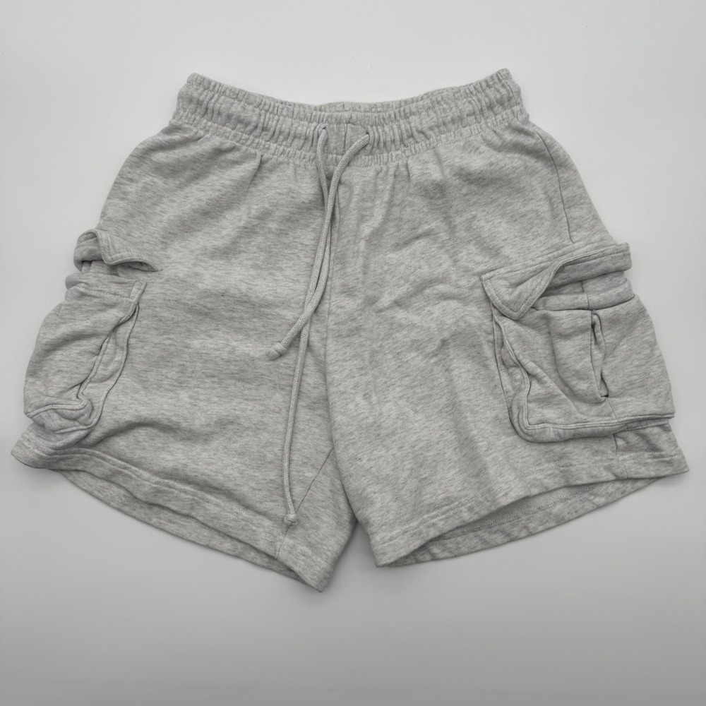 Garage Women Heather Gray Cargo Sweat Shorts Elastic Waist Pockets XS/S